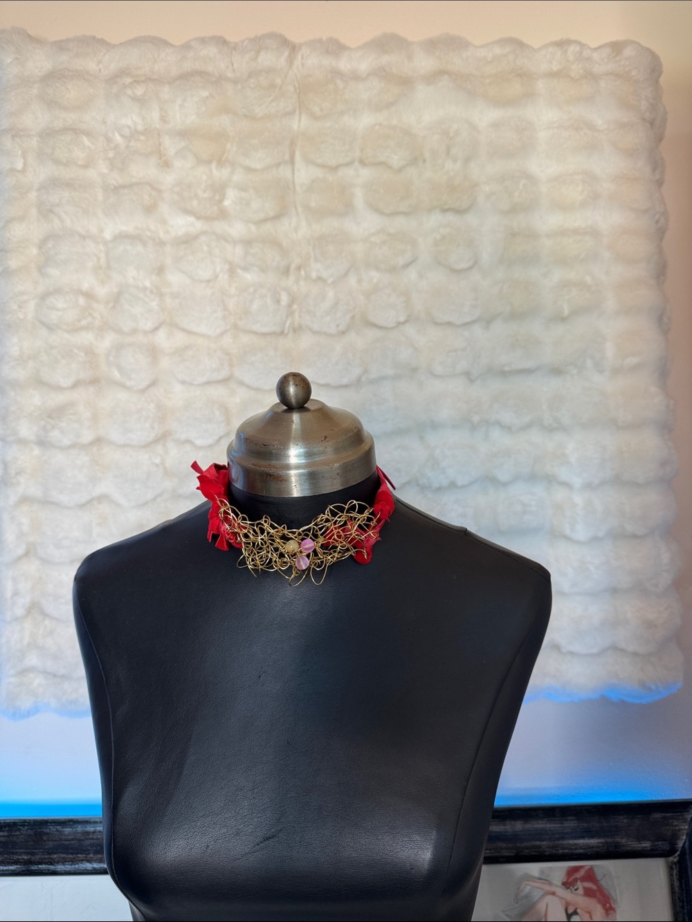 Handmade  Red Floral Wire Choker Necklace